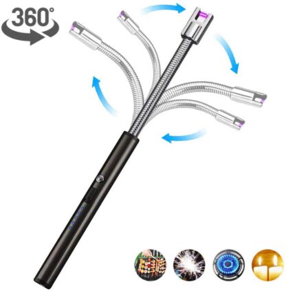 Candle Lighter, Upgrade USB Charging Arc Lighter, 360° Elastic Neck, Suitable for Lighting Candles, Gas Stoves, Camping Cooking, Barbecue Fireworks Flame