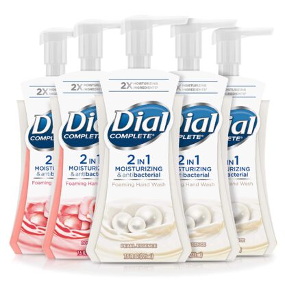 Dial Complete 2 In 1 Moisturizing & Antibacterial Foaming Hand Wash, Pearl Essence/Rose Oil, 5 Count