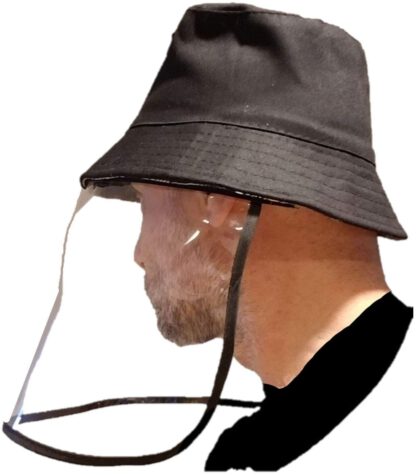 Face Mask Hat With Frontal Shield - Cap with Visor Screen for Saliva and Sneeze Protection - Wearable Facial Screen - Universal Fit [black] - Germise HWV-1000 by GERMISE