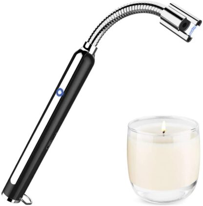 GESPER Electric Arc Lighter, USB Rechargeable Candle Lighter Flameless Windproof with Safety Switch & 360°Extended Flexible Neck, No Spark & Smell for Home, BBQ, Kitchen, Stove, Camping Trips