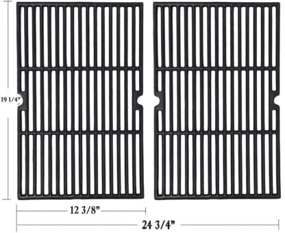 GGC 19 1/4 Inch Grill Grate Replacement for Charmglow BBQ Grillware Kenmore Nexgrill Weber Jenn-Air Others, 2-Pack Porcelain Coated Cast Iron Cooking Grid (12 3/8" x 19 1/4" for Each)