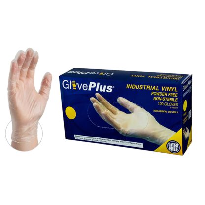 GlovePlus Industrial Clear Vinyl Gloves, Box of 100, 4 mil, Size Small, Latex Free, Powder Free, Food Safe, Disposable, Non-Sterile, IVPF42100-BX by Ammex