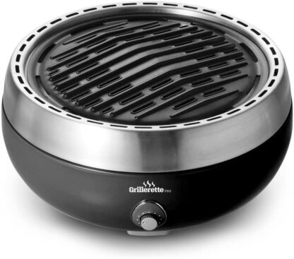 Grillerette Pro - The Smartest Portable BBQ Grill - Take Anywhere BBQ Grill - Battery Powered Fan - Anthracite Black Color