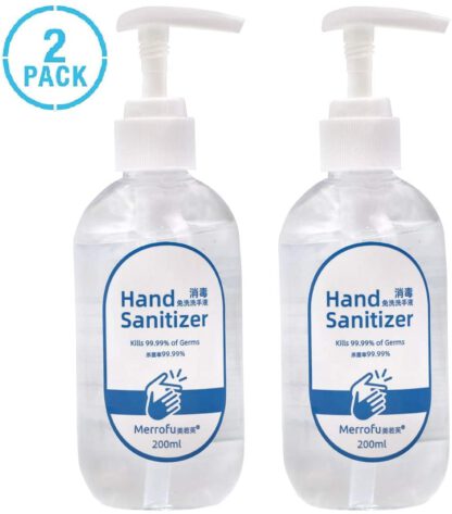Hand Sanitizer, Disposable Hand Sanitizer Gel Containing 75% Bacteriostatic Gel Alcohol Disinfection Sterilization Liquid Hand Soap Portable No-wash 200ml Hand Sanitizers 6.7 Fl Oz(Pack of 2)