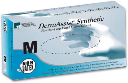 High Quality ONE Box of 100 DermAssist Vinyl Exam Gloves (Latex Free, 100/bx) Medium Size Gloves - Fast and Free Shipping by Derm