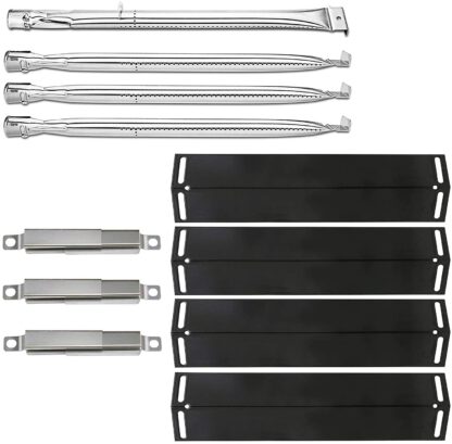 Hisencn Repair Kit Replacement for Charbroil 4 Burner 463211512, 463211513, 463211514 Gas Grill Model, Grill Burner Tube (1 Burner with Bracket), Heat Tent Shield Deflector, Carryover, G560-6000-W1A