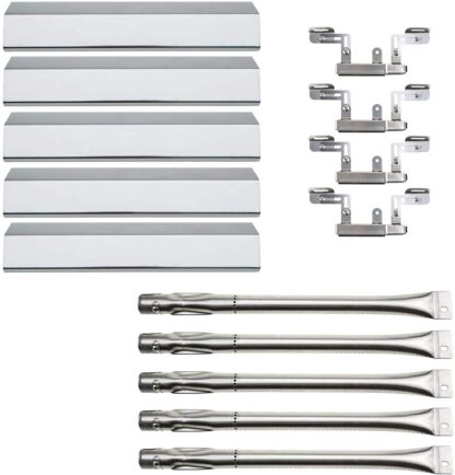Hisencn Repair Kit Stainless Steel Grill Burner, Heat Plates, Crossover Tube for Brinkmann Brinkman Pro Series 5 Burner 810-1750-s, 810-1751-S, 810-3551-0 Gas Grill Parts Replacement
