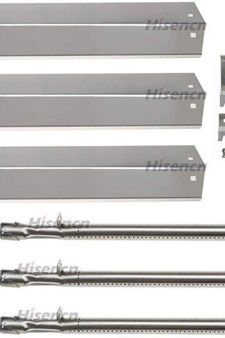 Hisencn Repair kit Parts Stainless Grill Burner Tube, Heat Plate Shield Tent, Hanger Brackets, Electronic Ignitor Replacement for Chargriller 3001, 3008, 3030, 4000, 5050, King Griller Gas Grill