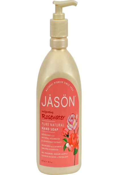 JASON Invigorating Rosewater Hand Soap, 16 oz., Packaging May Vary