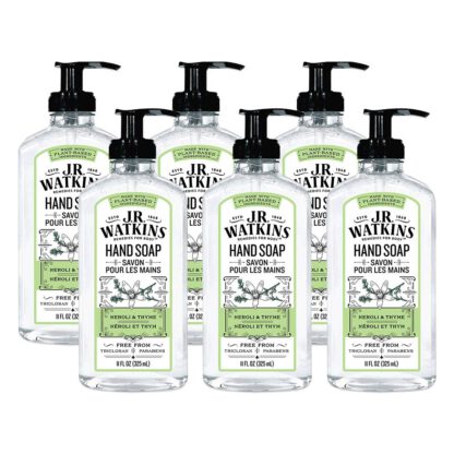 JR Watkins Gel Hand Soap, Neroli & Thyme, 6 Pack, Scented Liquid Hand Wash for Bathroom or Kitchen, USA Made and Cruelty Free, 11 fl oz