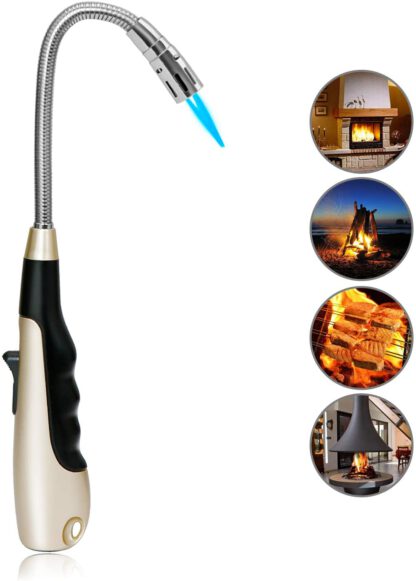 KOLIFEGOODS Butane Lighter Torch Lighter Jet Flame Long Lighter Refillable Candle Lighter Flexible Grill Lighter for Fireplace Candle Gas BBQ Fire Lighter(Butane Not Included for Shipping Safety
