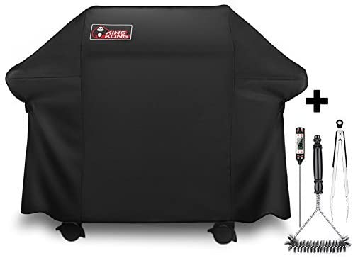 Kingkong Gas Grill Cover 7553, 7107 Cover for Weber Genesis E and S Series Gas Grills Includes Grill Brush, Tongs and Thermometer