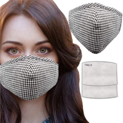 MASKGUARD Fashion Reusable Mouth Mask - Thick Washable Face Mask Anti Dust Cotton Fabric Cover, Great for Outdoor, Airplanes, Travel (Black Grid Mouth Cover)