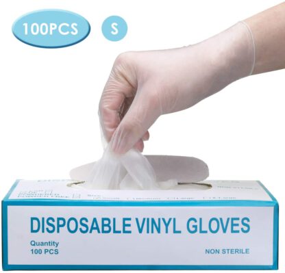 MIGICSHOW Disposable Vinyl Gloves, Exam Gloves, Powder Free, Clear, Latex Free and Allergy Free, Plastic, Work, Food Service, Cleaning, Wholesale Cheap, Size Small - 100 Pcs per Box by MIGICSHOW