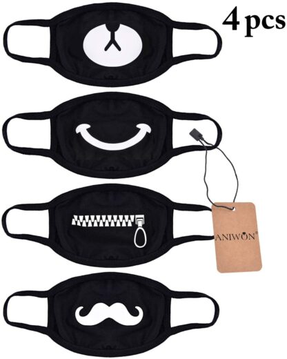 Mouth Mask,Aniwon 4 Pack Unisex Kpop Mask EXO Mask Anti-dust Cotton Face Mask for Men and Women (Combination 1)