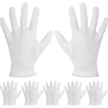 Mudder 6 Pairs Cotton Cosmetic Gloves Hand Spa Gloves for Moisturizing, White (L Size)