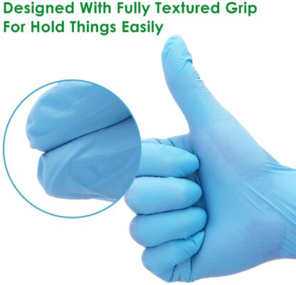 Nitrile Gloves, Hizek Disposable Gloves for Cleaning, Medium, 100 Pack – Non Sterile Powder Free Exam Gloves - Thermally Activated Comfort, Textured Fingertips, Ambidextrous