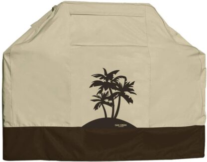 Oak Creek Designer Series BBQ Grill Covers | Heavy Duty Grill Covers Made of Waterproof Fabric Featuring Air Vents, Click Close Straps, and Pocket | 3 Palms, Lonely Oak, or Pine Grove Design