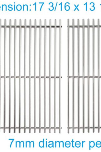 PETKAO 2-Pack PN812 Stainless Steel Cooking Grid Grates Replacement for Select Grill Grill Master 720-0697, Nexgrill 720-0697 and Uniflame Gas Grill, Includes 1PC Stainless Steel Grill Cleaner