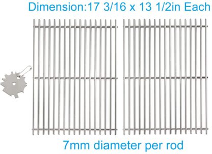 PETKAO 2-Pack PN812 Stainless Steel Cooking Grid Grates Replacement for Select Grill Grill Master 720-0697, Nexgrill 720-0697 and Uniflame Gas Grill, Includes 1PC Stainless Steel Grill Cleaner