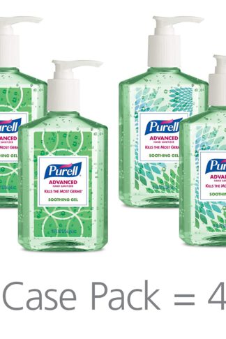 PURELL Advanced Hand Sanitizer Soothing Gel, Fresh scent, with Aloe and Vitamin E , 8 fl oz Pump Bottle (Pack of 4) - 9674-06-ECDECO by Purell