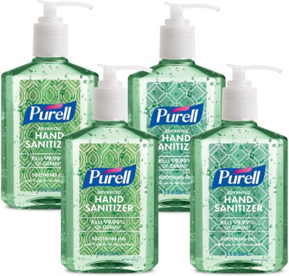 PURELL Advanced Hand Sanitizer Soothing Gel for the workplace, Fresh scent, with Aloe and Vitamin E - 8 fl oz pump bottle (Pack of 4) - 9678-06-ECDECO by Purell