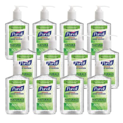 PURELL Naturals Advanced Hand Sanitizer Gel, with Skin Conditioners and Essential Oils, 12 fl oz Counter Top Pump Bottle (Case of 12) - 9629-12 by Purell