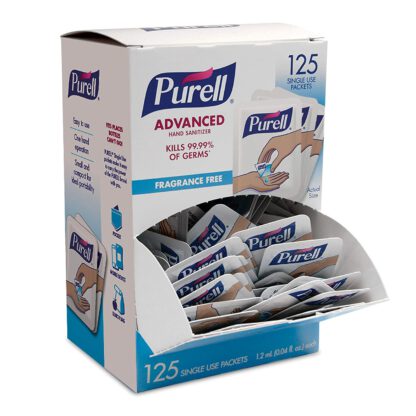 PURELL SINGLES Advanced Hand Sanitizer Gel, Fragrance Free, 125 Count Single-Use Packets (Pack of 1) - 9620-12-125EC