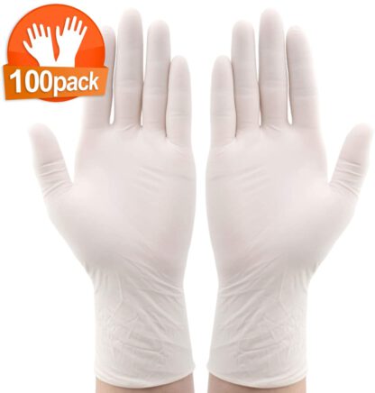 Pretigo Gloves 100 PCS M-Size Disposable Latex Gloves, Food Grade Gloves,Neutral Rubber Gloves Disposable