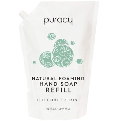Puracy Natural Foaming Hand Soap Refill, Cucumber & Mint, Sulfate-Free Liquid Hand Wash, 64 Ounce