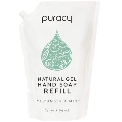 Puracy Natural Gel Hand Soap Refill, Cucumber & Mint, Moisturizing Liquid Hand Wash, 64 Ounce
