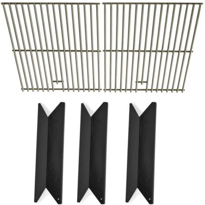 Repair Kit For Kenmore 122.16119, 720-0341, Nexgrill 720-0341 & Uniflame GBC956W1-C, GBC956W1NG-C Gas Models Includes 3 Porcelain Steel Heat Plates & Stainless Steel Cooking Grid (Set of 2)
