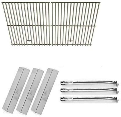 Repair Kit for Uniflame GBC983W-C, 3 Burner BBQ Gas Grill Includes 3 Stainless Steel Heat Plates, 3 Stainless Burners and Stainless Cooking Grids