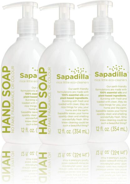Sapadilla Rosemary + Peppermint Biodegradeable Liquid Hand Soap Pump, 12 Ounce, (Pack of 3)