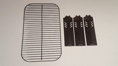Set of Porcelain Steel Wire Cooking Grid Replacement and Three Heat Plates for Gas Grill Model Backyard Grill BY13-101-001-11