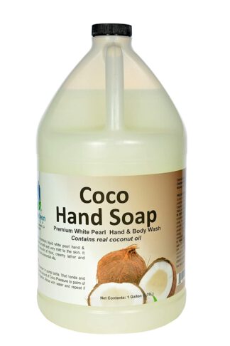 Simply Kleen USA Premium Smiply Coco White Pearl Liquid Hand, Body Soap, Shampoo Refill, Contains Real Coconut Oil, 1 gallon (BOTTLE LABEL MAY VARY)
