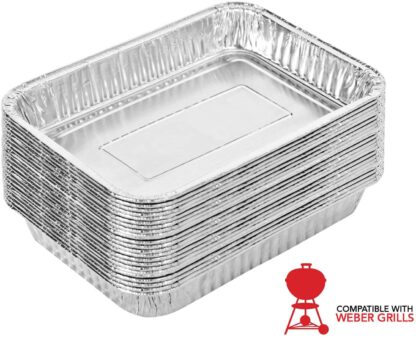 Stock Your Home Aluminum Drip Pan (25 Count) - Weber Aluminum Drip Pans - Weber Grill Pan - Weber Drip Pan Liners - BBQ Grease Pans - Disposable Drip Pan - Disposable Oil Drip Pan - Grill Grease Tray