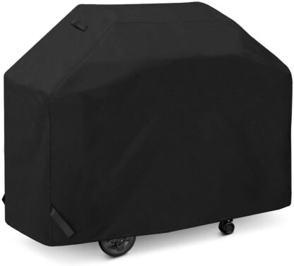 SunPatio Gas Grill Cover 60 Inch, Outdoor Heavy Duty Waterproof Barbecue Grill Cover, UV and Fade Resistant, All Weather Protection for Weber, Charbroil, Brinkmann Grills and More, Black