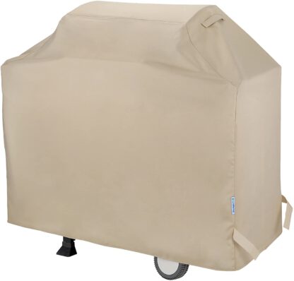 SunPatio Heavy Duty Waterproof Barbecue Gas Grill Cover, 55-inch BBQ Cover, Durable and Convenient, Fits Grills of Weber Char-Broil Nexgrill Brinkmann and More, 55"x23"x42", Beige