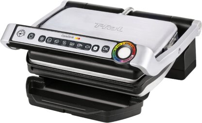 T-fal GC70 OptiGrill Electric Grill, Indoor Grill, Removable Nonstick Dishwasher Safe Plates, 4 Servings, Silver