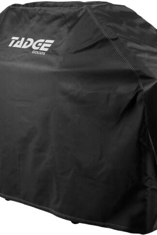 Tadge Goods BBQ Grill Cover w/Handles (58” Black) Waterproof, Heavy Duty | Large Universal Weber Charbroil Fit with Strap Fasteners | Gas, Charcoal, Electric