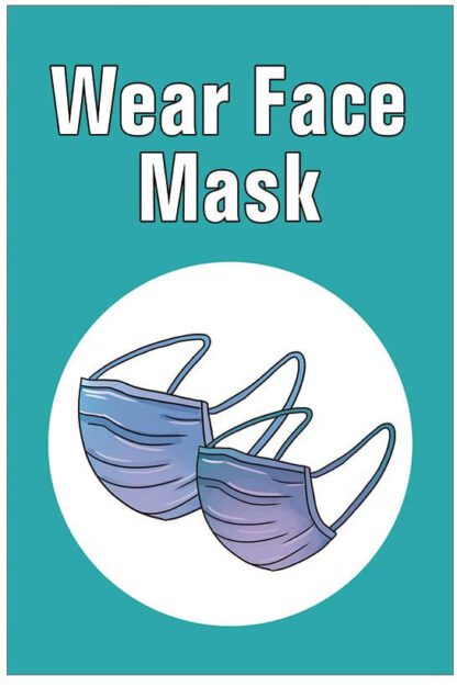 Tamengi Wear Face Mask, Alumium Metal Warning Sign， Public Place Notice Prevent COVID-19, 8" X 12" Made in USA