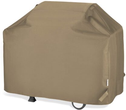 Unicook BBQ Grill Cover 65 Inch, Heavy Duty Waterproof Outdoor Barbecue Gas Grill Cover with Sealed Seam, Rip and Fade Resistant, Fits Weber Charbroil Grills, 65" W x 24" D x 44" H, Neutral Taupe