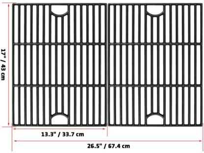 Uniflasy Cast Iron Cooking Grate Replacement for Nexgrill 4 Burner 720-0830H, 720-0670A, 720-0783E, 5 Burner 720-0888N, Uniflame GBC981, Kenmore 41516106210 415.16106210, 17 Inches