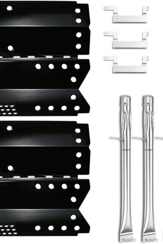 Uniflasy Grill Burners Tube Pipe, Heat Plate Shield Tent and Crossover Carry Over Tube Replacement Parts Kit for Stok SGP4330SB, SGP4331, SGP4130N, Stok Quattro 4 Burner Grills
