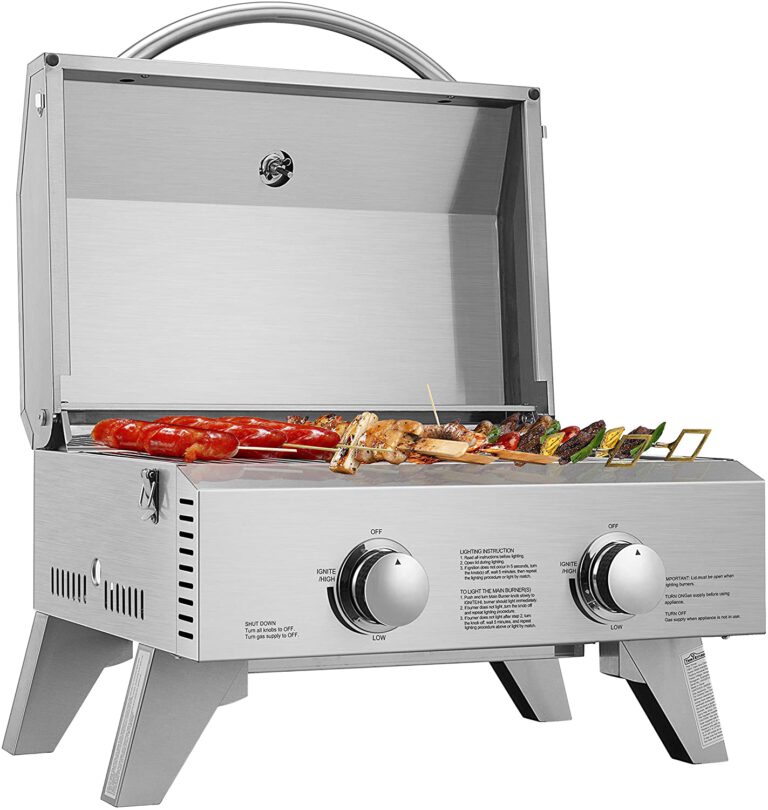 Tabletop Stainless Steel 2Burner Gas Grill Portable 20000