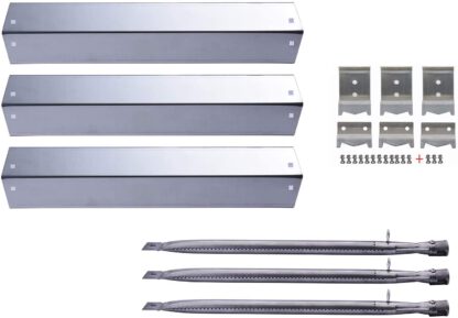 Votenli Replacement Kit fits Chargriller 3001 3008 3030 4000 5050 5072,5252, 5650,4208 King Griller 3008 Stainless Burner & Stainless Steel Heat Plates