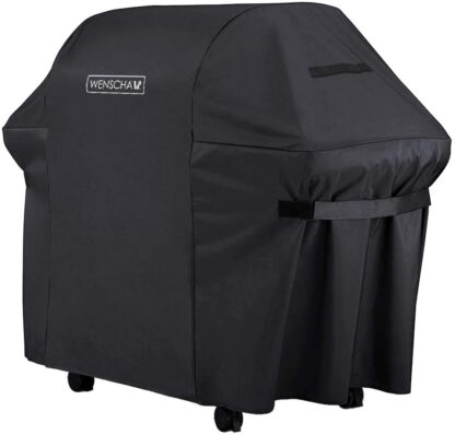 Wenscha BBQ Grill Cover, 58 Inch 600D Heavy Duty Premium Gas Grill Cover, Fully Waterproof, UV & Fade & Rip Resistant, 58x24x48 Inches, Fits Most Brands of Grill - Black