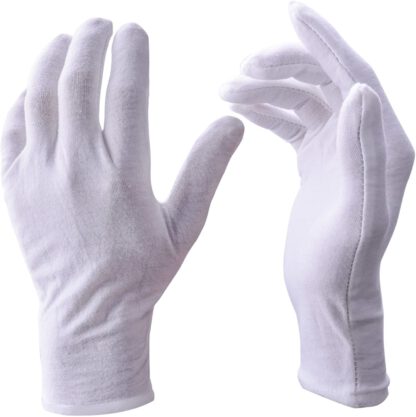 White Gloves, Zealor 12 Pairs Soft Cotton Gloves, Coin Jewelry Silver Inspection Gloves, Stretchable Lining Glove, Large Size by Zealor
