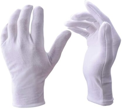 White Gloves, Zealor 12 Pairs Soft Cotton Gloves, Coin Jewelry Silver Inspection Gloves, Stretchable Lining Glove, Medium Size by Zealor